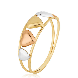 Anel Corações De Ouro 18k