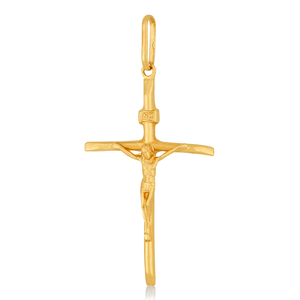 Pingente Cruz Com Cristo 30mm De Ouro 18K