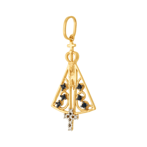Pingente Nossa Senhora Aparecida De Ouro 18K E Pedras De Zircônia