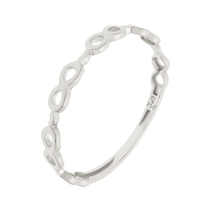 Anel Infinitos E Corações De Ouro Branco 18K