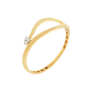 Anel Fio Flecha De Ouro 18k E Zircônia