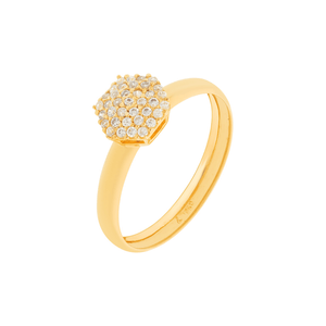 Anel Chuveiro Hexágono De Ouro 18k E Pedras De Zircônia