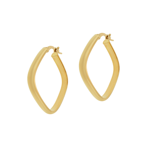 Brinco Argola De Ouro 18K 30mm Quadrada Diagonal