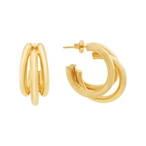 Brinco De Ouro 18k Trio De Argolas 22mm
