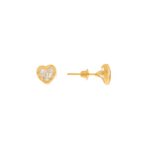 Brinco Infantil Coração De Ouro 18k E Pedras De Zircônia P