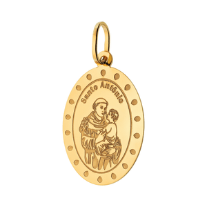 Pingente Medalha Oval Santo Antônio De Ouro 18K