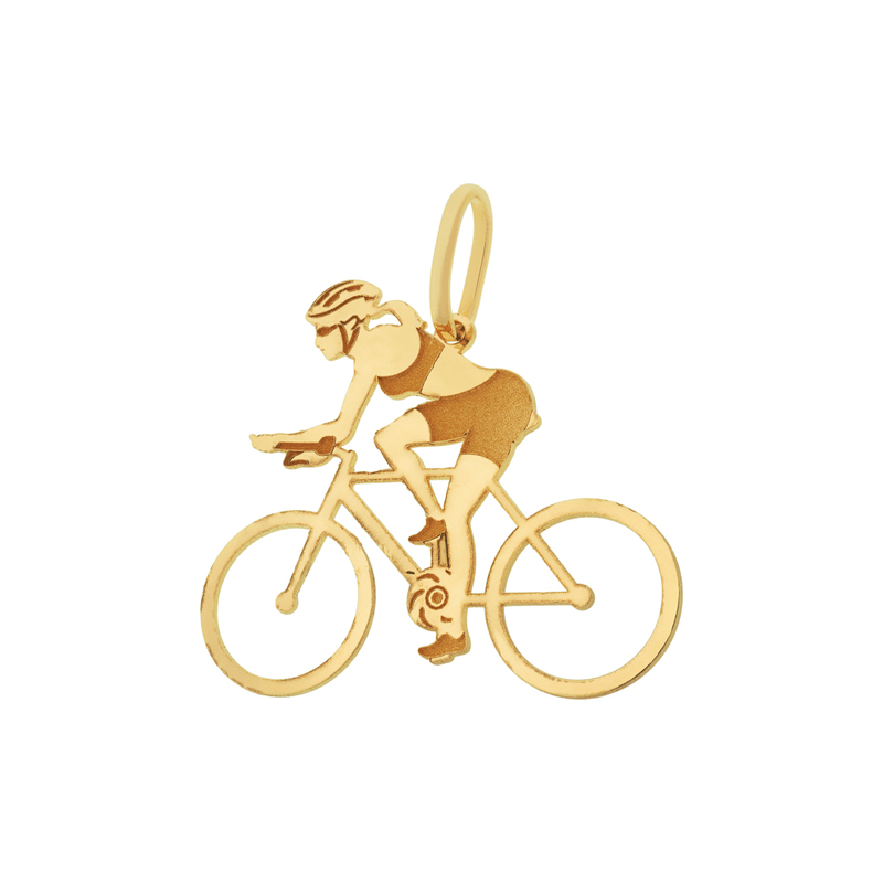 Pingente-Ciclismo-De-Ouro-18k-Mulher-Com-Bike