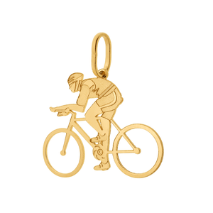 Pingente Ciclismo De Ouro 18k Homem Com Bike
