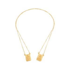 Escapulário De Ouro 18K Sagrado Coração de Jesus e N.S do Carmo Estilo Cartier 60cm