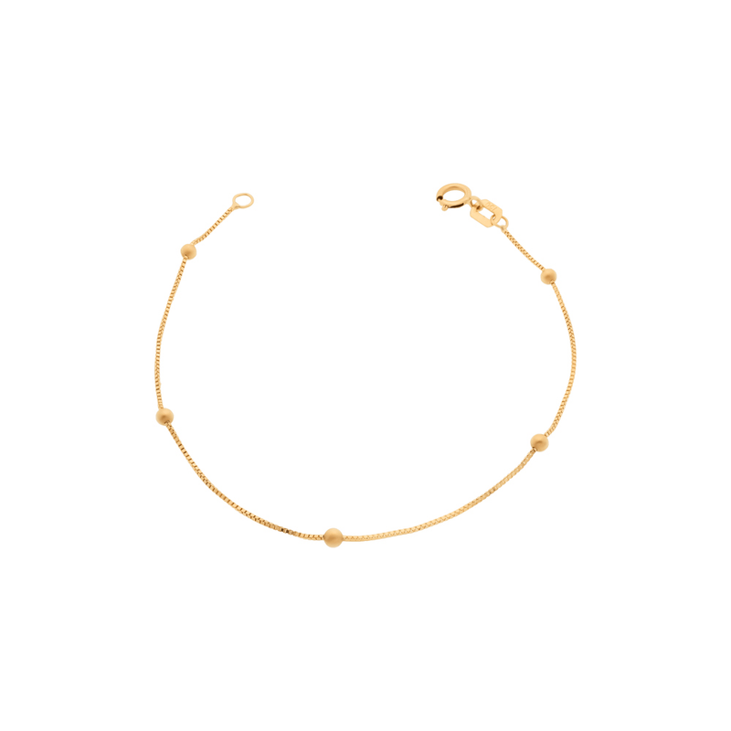 Pulseira-Infantil-De-Ouro-18k-Corrente-Veneziana-Com-Bolinhas-De-2mm---13cm