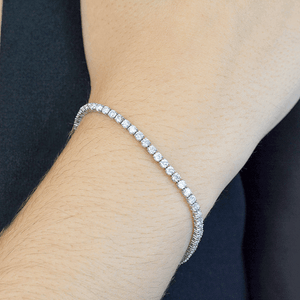 Pulseira Riviera De Ouro Branco 18K E Pedras de Zircônia 18cm