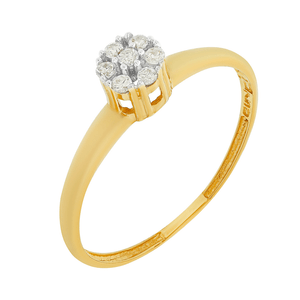 Anel Chuveiro Flor De Ouro 18k E Pedras De Zircônia