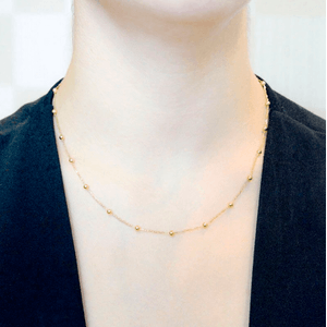 Colar De Ouro 18K Mini Esferas 45cm