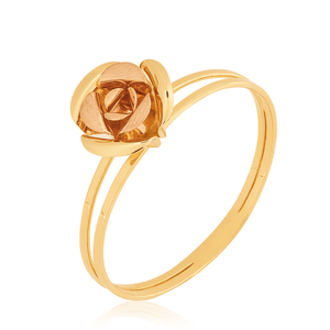 Anel Botão Rosa Mini De Ouro 18K