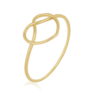 Anel Infinito E Coração De Ouro 18K