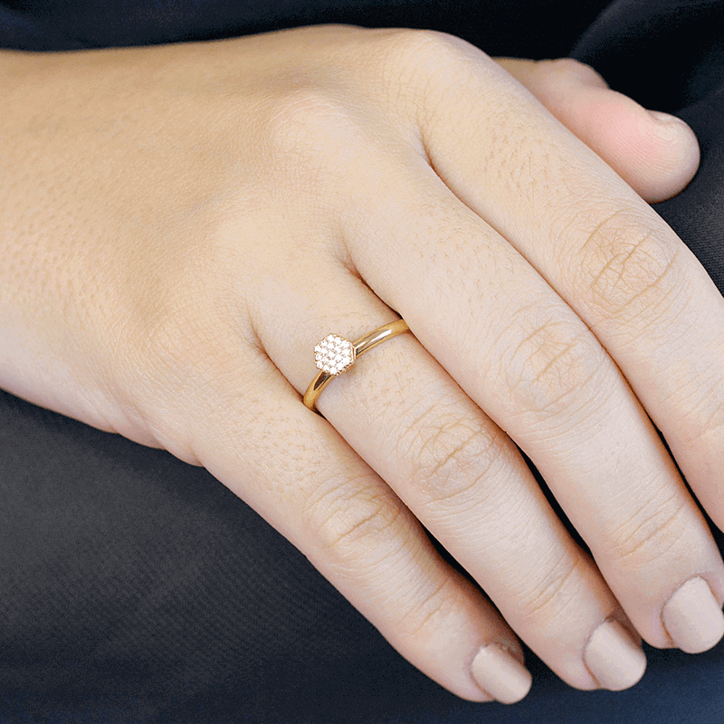 Anel-Chuveiro-Hexagono-De-Ouro-18k-E-Pedras-De-Zirconia-Pequeno