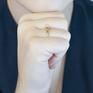 Anel Chuveiro Coração De Ouro 18k E Pedras De Zircônia Pequeno