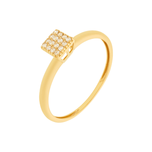 Anel Chuveiro Quadrado De Ouro 18k Pequeno