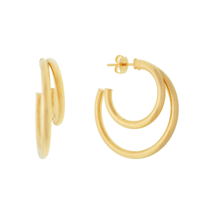 Brinco De Argola Duplo De Ouro 18k