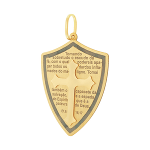 Pingente Escudo Da Fé De Ouro 18K