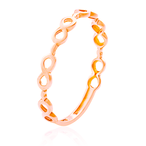 Anel Infinitos E Corações De Ouro Rose 18K