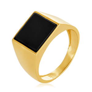 Anel De Ouro 18K Masculino Imperador Com Pedra Ônix