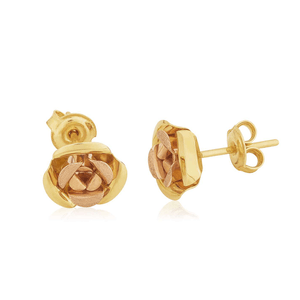 Brinco de Rosa Mini De Ouro 18k