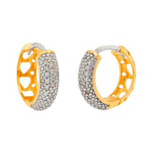 Brinco Argola De Ouro 18K 10mm E Pedras De Zircônia