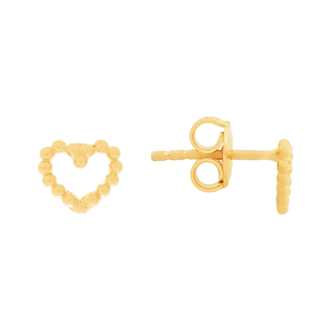 Brinco De Ouro 18K Infantil Coração Com Mini Esferas