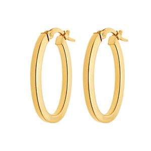Brinco Argola Oval De Ouro 18K  24mm