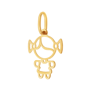 Pingente Filhos Menina Vazada De Ouro 18K