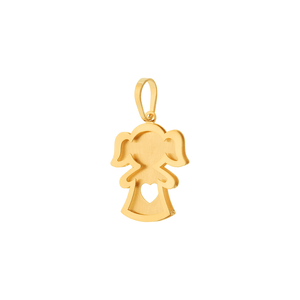 Pingente Menina Com Coração De Ouro 18K