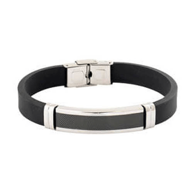 Pulseira-Preta--De-Silicone-E-Aco-Trabalhado
