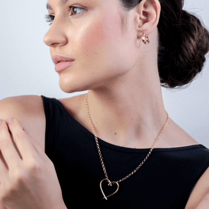 Pingente Coração Vazado De Ouro 18K 27mm