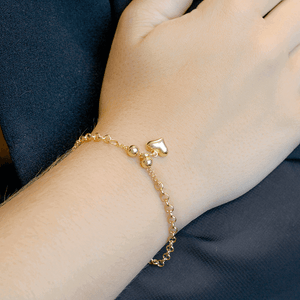 Pulseira Portuguesa De Ouro Amarelo 18k Delicada Com Coração