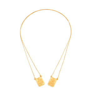 Escapulário De Ouro 18K Sagrado Coração de Jesus e N.S do Carmo Veneziana 60cm