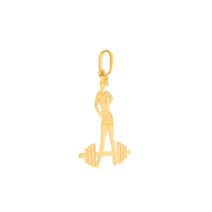 Pingente Esportivo Mulher Fitness De Ouro 18K Fosco