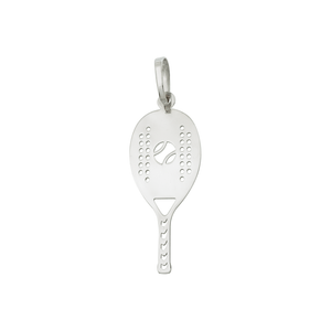 Pingente Raquete Beach Tennis De Ouro Branco 18K Mini