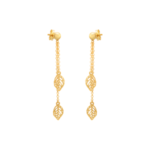 Brinco Folhas De Ouro Amarelo 18k Elos