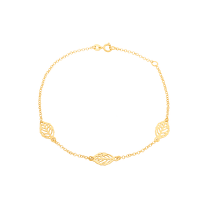 Pulseira Folhas De Ouro Amarelo 18k Elos