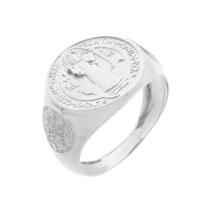 Anel São Bento De Ouro Branco 18K