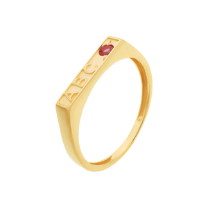 Anel ABC Infantil De Ouro 18K E Pedra De Zircônia Rosa