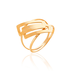 Anel De Ouro 18k Elos Retangular