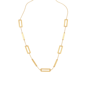 Colar De Ouro 18k Elos Retangular 45cm