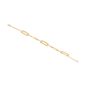 Pulseira De Ouro 18k Elos Retangular
