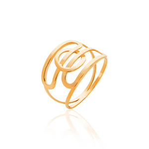 Anel De Ouro  18k Elos Variados