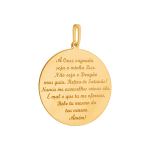 Pingente De São Bento De Ouro 18k Com Oração  21mm