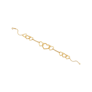 Pulseira De Ouro 18k Elos Coração