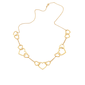 Colar De Ouro 18k Elos Coração 45cm