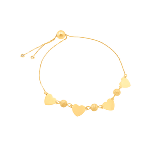 Pulseira De Ouro 18k Corações com Esferas